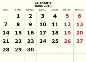 Calendario junio-2010