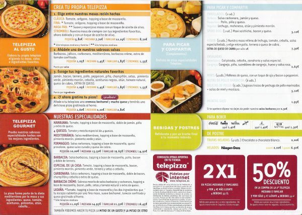 Precios de Telepizza Precios de Telepizza
