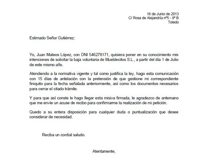 Carta De Despido Costa Rica Machote - x Carta De