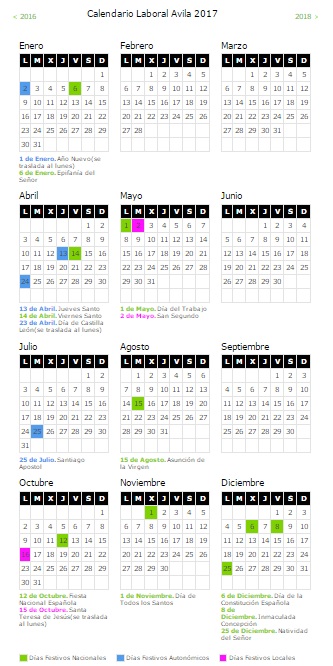 Calendario Laboral Ávila 2017 calendario-laboral-avila