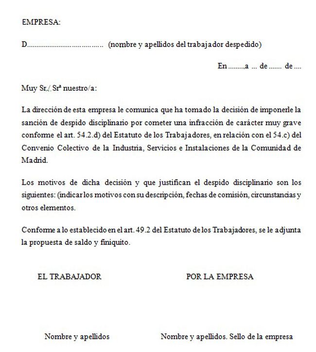 CARTAS DE DESPIDO - DeFinanzas.com