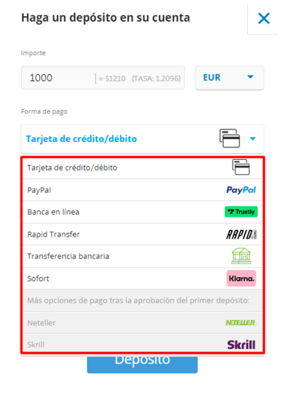 etoro deposito de fondos